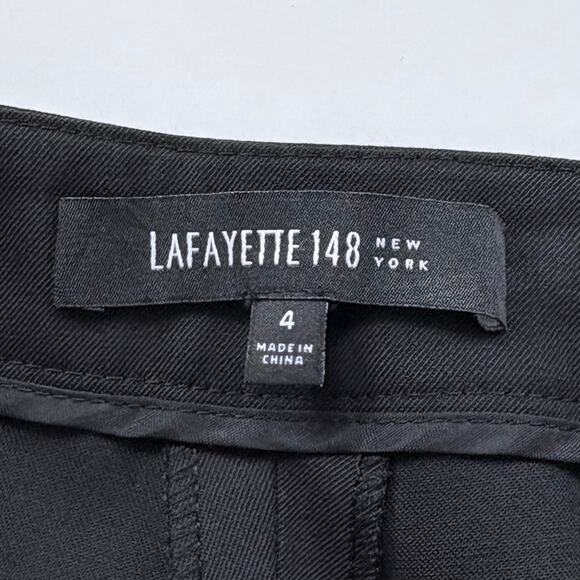 Lafayette 148 Bleecker Trouser Pants Size 4 Black Wool Blend Career Work Office - Picture 6 of 13